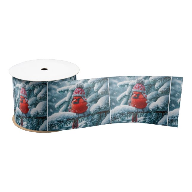 Kardinal Bird Wear Winter Hat Satinband (Spule)