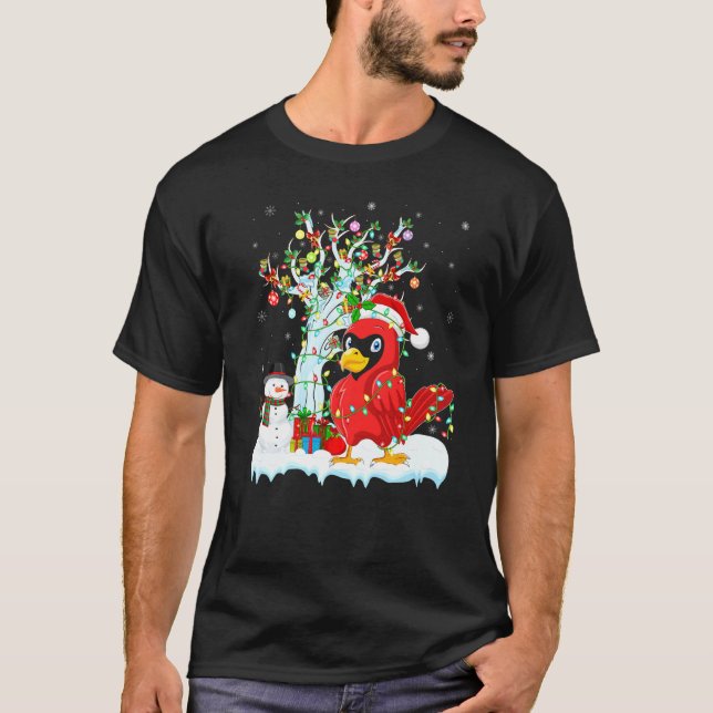 Kardinal Bird Xmas Tree Lighting Santa Kardinal Ch T-Shirt (Vorderseite)