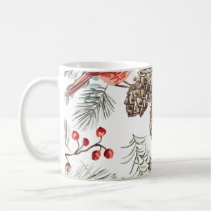 Kardinal Birds Weihnachten Vintages Muster Kaffeetasse