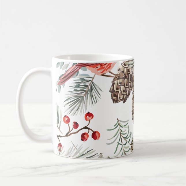 Kardinal Birds Weihnachten Vintages Muster Kaffeetasse (Links)