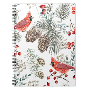 Kardinal Birds Weihnachten Vintages Muster Notizblock