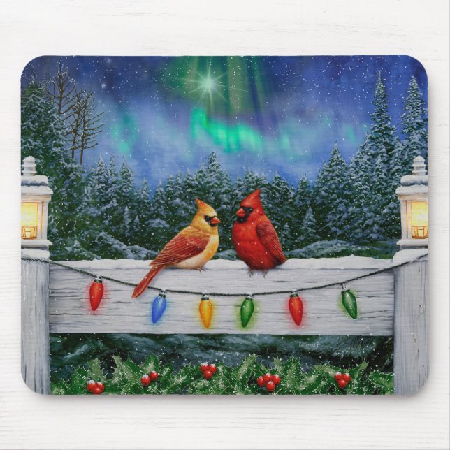Kardinal Birnen und Weihnachtsleuchten Mousepad (Vorne)