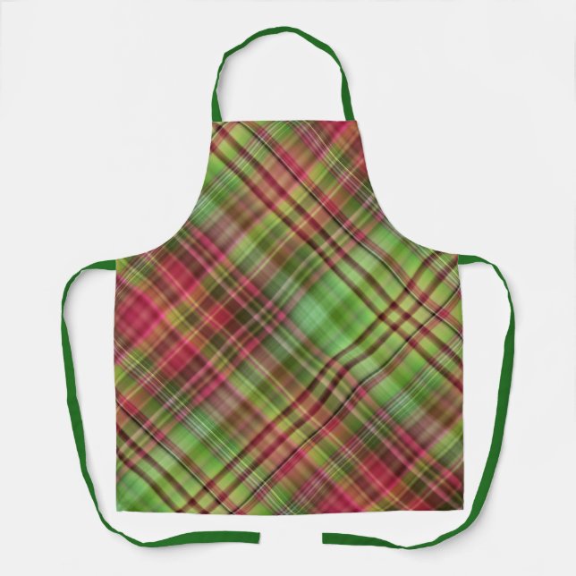 Kardinal Bush Rosa und Grün Kariert Schürze (Vorderseite)