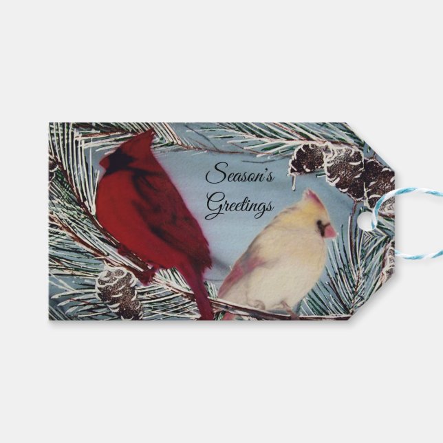 Kardinal der Grüße der Saison Geschenkanhänger (Vorderseite (Horizontal))