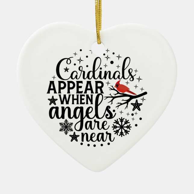 Kardinal erscheint Herz Keramik Weihnachtsbaumanhä Ornament (Vorne)