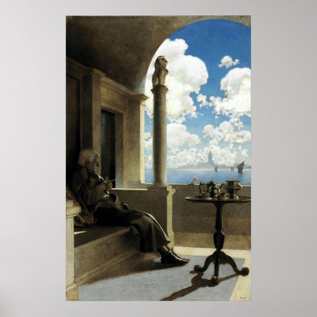 Kardinal Erzbischof saß auf seinem schattigen Balk Poster (Vorne)