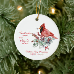 Kardinal Eukalyptus-Beeren-Foto In Loving Memory Keramik Ornament