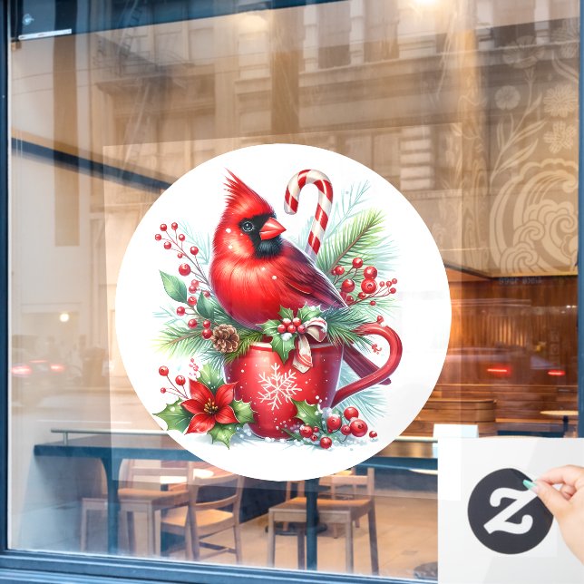 Kardinal-Fensterklammer Fensteraufkleber (Café-Fenster)