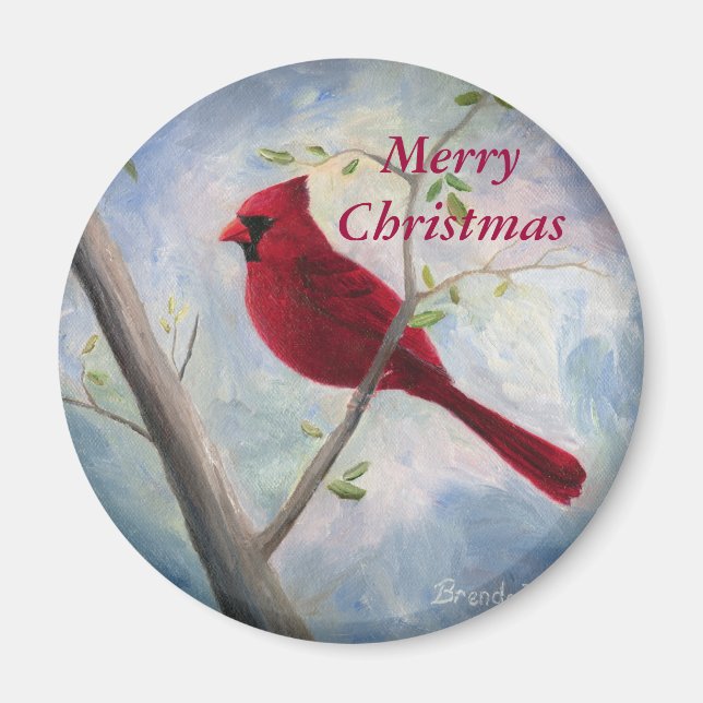 Kardinal, Frohe Weihnachtsmagnet Magnet (Vorne)