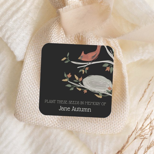 Kardinal für Memorysamen fallen Quadratischer Aufkleber (Von Creator hochgeladen)