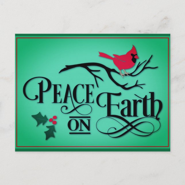 Kardinal für Weihnachten Weltfrieden Postkarte (Vorderseite)