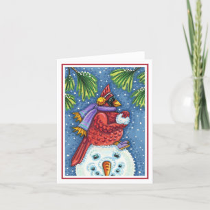 KARDINAL GARANTIERT SNOWMAN, CHRISTMAS REDBIRD Bla Karte