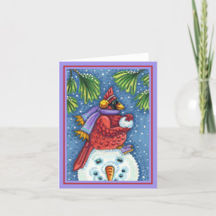 KARDINAL GARANTIERT SNOWMAN, CHRISTMAS REDBIRD Bla Karte