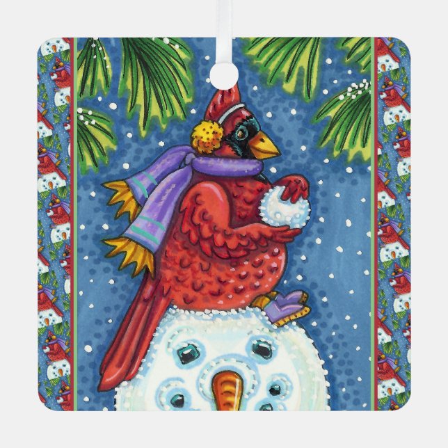 KARDINAL GARANTIERT SNOWMAN, NIEDLICHE CHRISTMAS R ORNAMENT AUS METALL (Vorderseite)