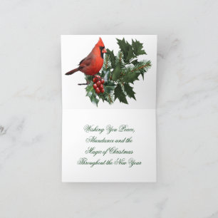 Kardinal Holly Christmas Card Dankeskarte