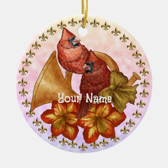 Kardinal Horn-Ornament Keramik Ornament (Vorne)