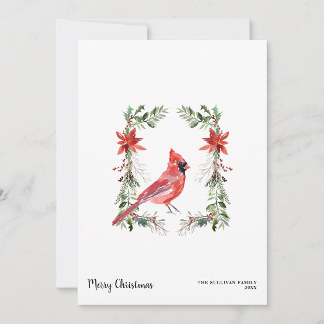 Kardinal Hütte Shabby Wasserfarbe Weihnachten (Vorderseite)
