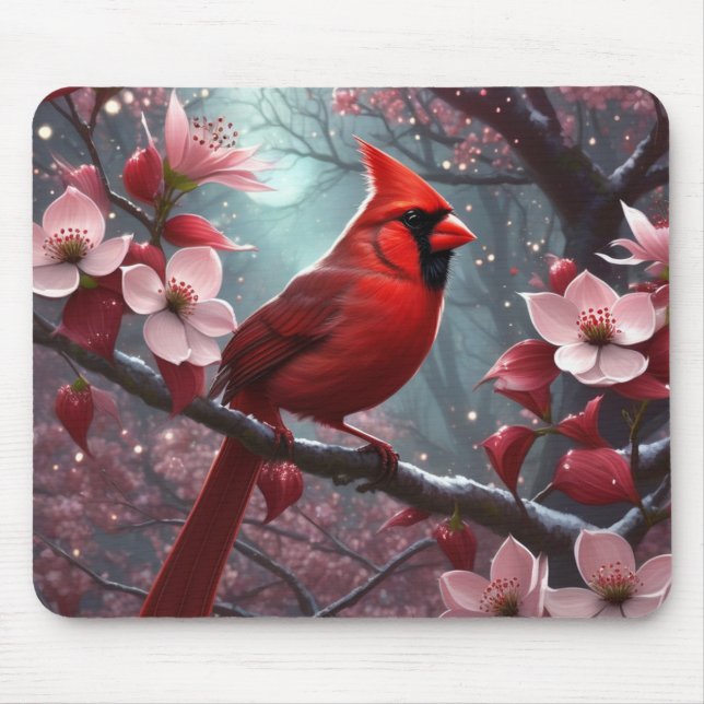 Kardinal im Dogwood Tree Mousepad (Vorne)