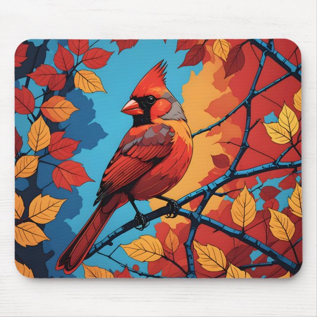 Kardinal im Herbst Mousepad (Vorne)