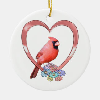 Kardinal im Herzen Keramik Ornament
