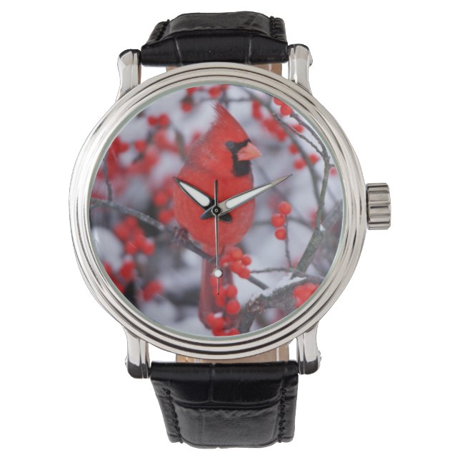 Kardinal im Norden, Winter, IL Armbanduhr (Vorderseite)