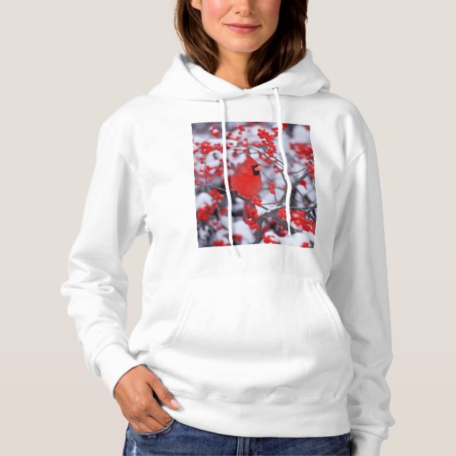 Kardinal im Norden, Winter, IL Hoodie (Vorderseite)