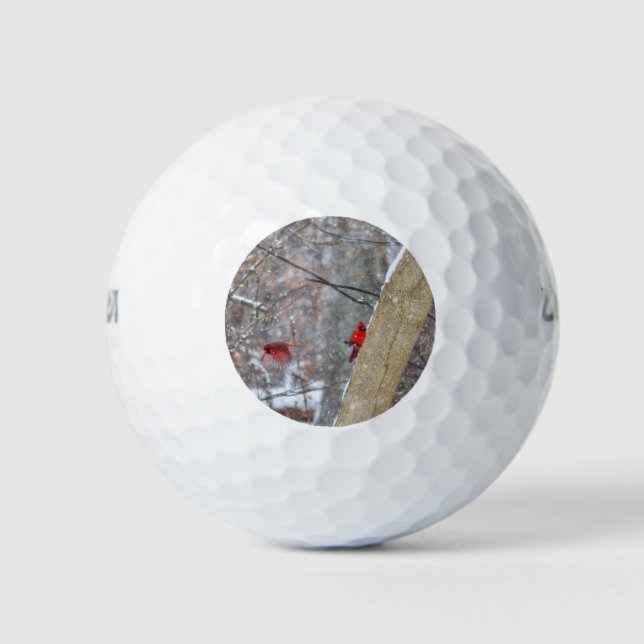 Kardinal im Schnee Golfball (Vorderseite)