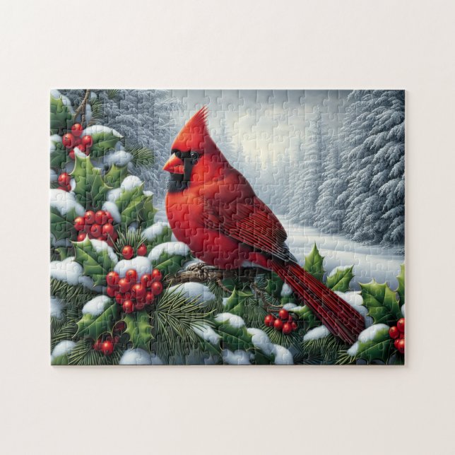 Kardinal Im Schnee Puzzle (Horizontal)