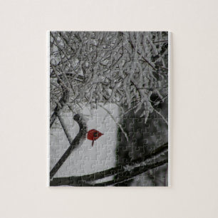 Kardinal im Schnee ruhen Puzzle