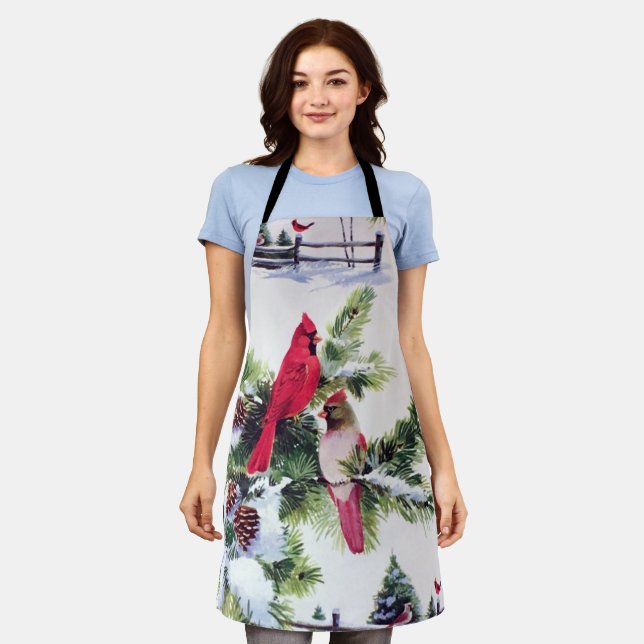 Kardinal im Schnee Schürze (Getragen)