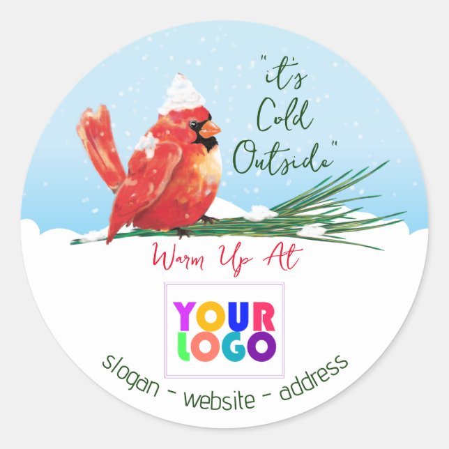 Kardinal im Snow-Business-Logo Runder Aufkleber (Vorderseite)