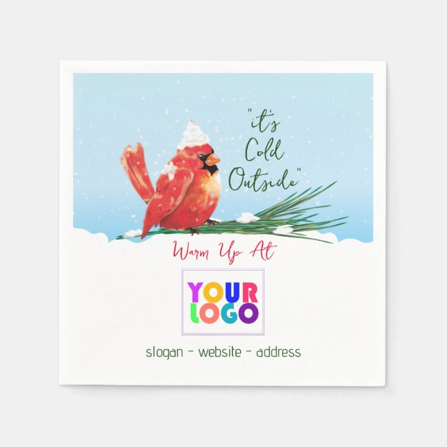 Kardinal im Snow-Business-Logo Serviette (Vorderseite)