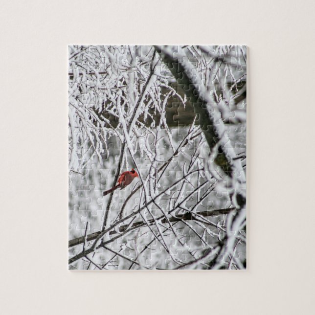 Kardinal in den Schneebaumen Puzzle (Vertikal)