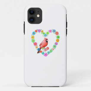 Kardinal in der Blume Herz Case-Mate iPhone Hülle