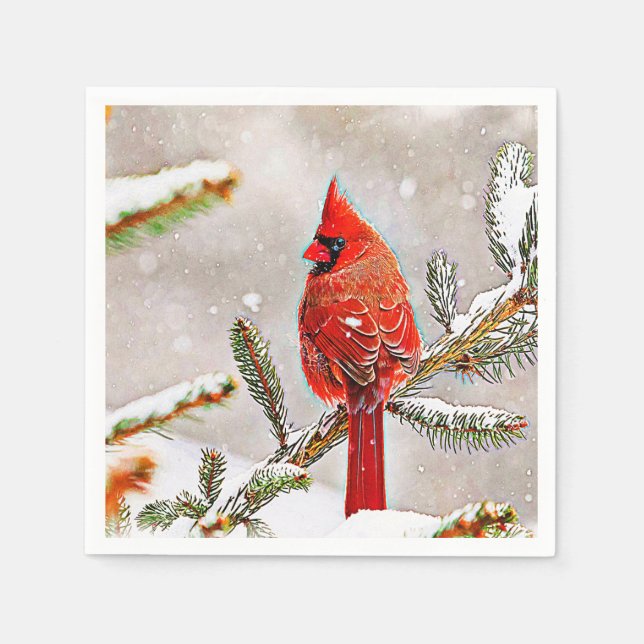 Kardinal in einem Kiefernbaum Serviette (Vorderseite)