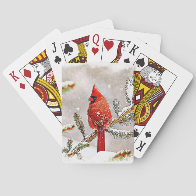 Kardinal in einem Kiefernbaum Spielkarten (Rückseite)