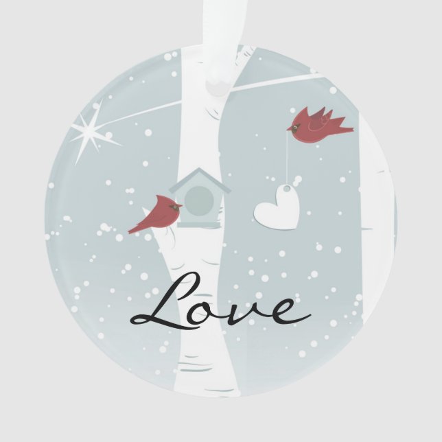 Kardinal Love Birds Personalisiert Ornament (Vorderseite)