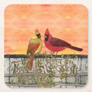 Kardinal Lovebirds Paper Untersetzer