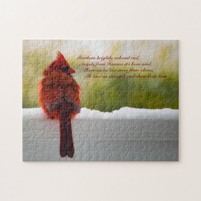 Kardinal mit/Besucher aus dem Himmel 14x11 herausf Puzzle (Horizontal)