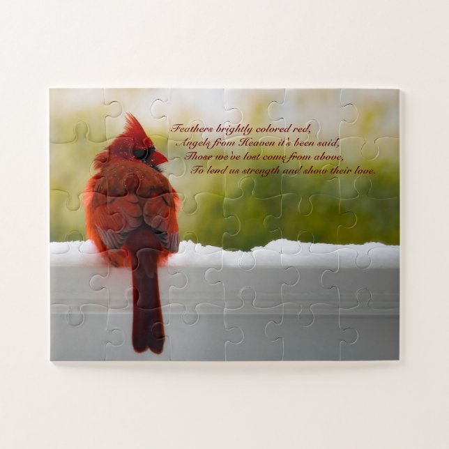 Kardinal mit Besuchern aus dem Himmel 14x11 leicht Puzzle (Horizontal)