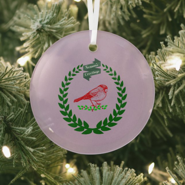 Kardinal mitten in der Weihnachtskranz Ornament Aus Glas (InSitu)