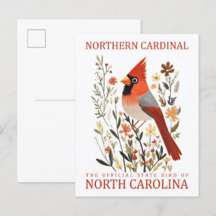 Kardinal Nordamerikanischer Vogel von North Caroli Postkarte