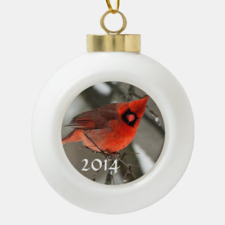 Kardinal-Ornament 2014 Keramik Kugel-Ornament