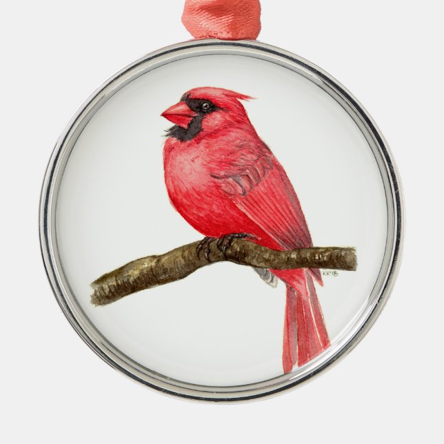 Kardinal Ornament Aus Metall (Vorne)