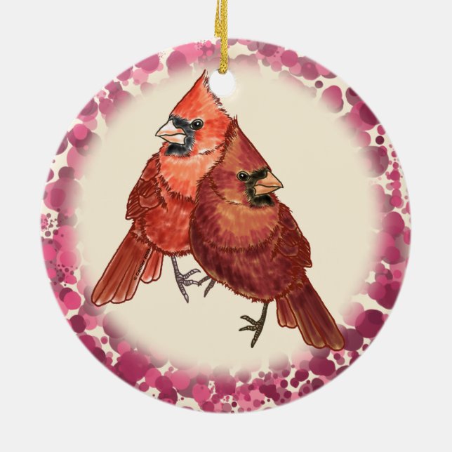 Kardinal-Paar-Schmuck Keramik Ornament (Hinten)
