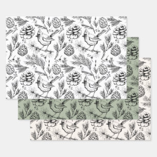 Kardinal, Pinecones, Kiefernneedle und Winterberri Geschenkpapier Set