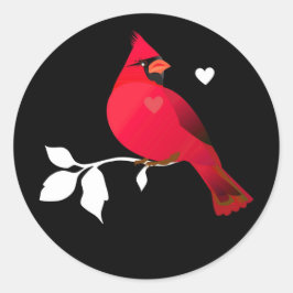 Kardinal Red Bird Hört Schwarz-weißes, modernes La Runder Aufkleber