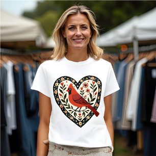 Kardinal (Red Bird) Lover - Folk Art Style T-Shirt
