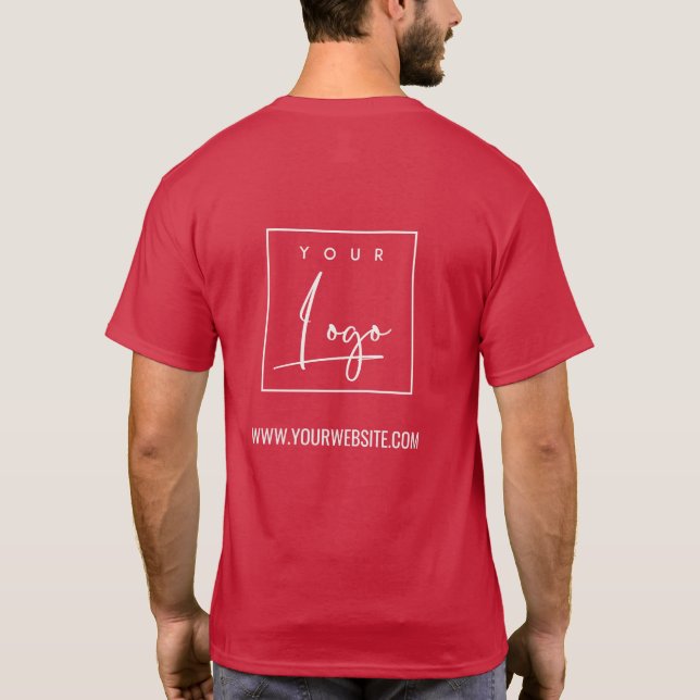 Kardinal Red Business Fügen Sie Ihre Logo-Website  T-Shirt (Rückseite)