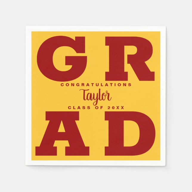 Kardinal Red on Gold Bold Graduation Party Serviette (Vorderseite)